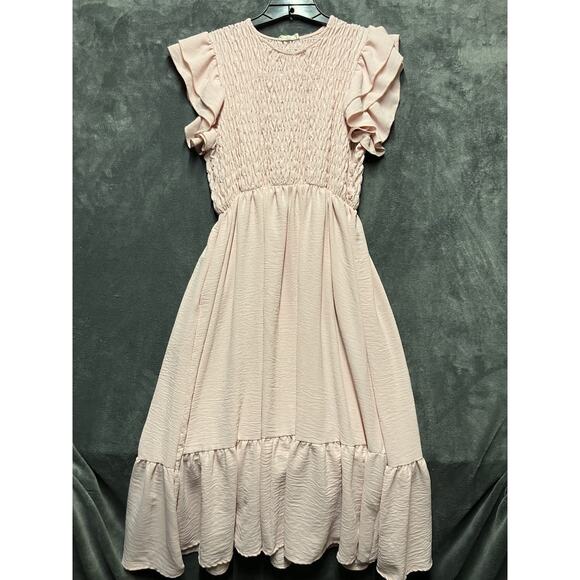 Beeson River Dress Woman’s 3XL Pink Smocked Ruffle Sleeve Modest Cottage Core - Picture 1 of 12